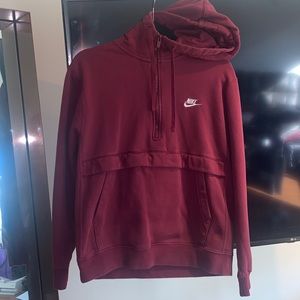 Medium Nike Burgundy Pullover Hoodie with Zipper